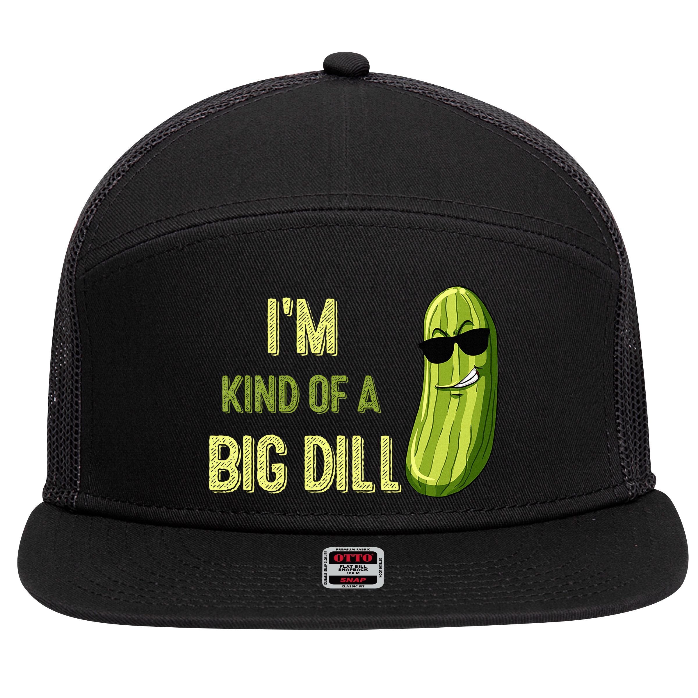 Big Deal Dill Pickle Funny Slogan Quote 7 Panel Mesh Trucker Snapback Hat