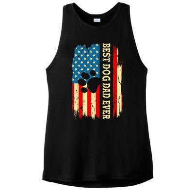 Best Dog Dad Ever Us American Flag Fathers Day Dog Dad Ladies PosiCharge Tri-Blend Wicking Tank