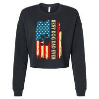 Best Dog Dad Ever Us American Flag Fathers Day Dog Dad Cropped Pullover Crew