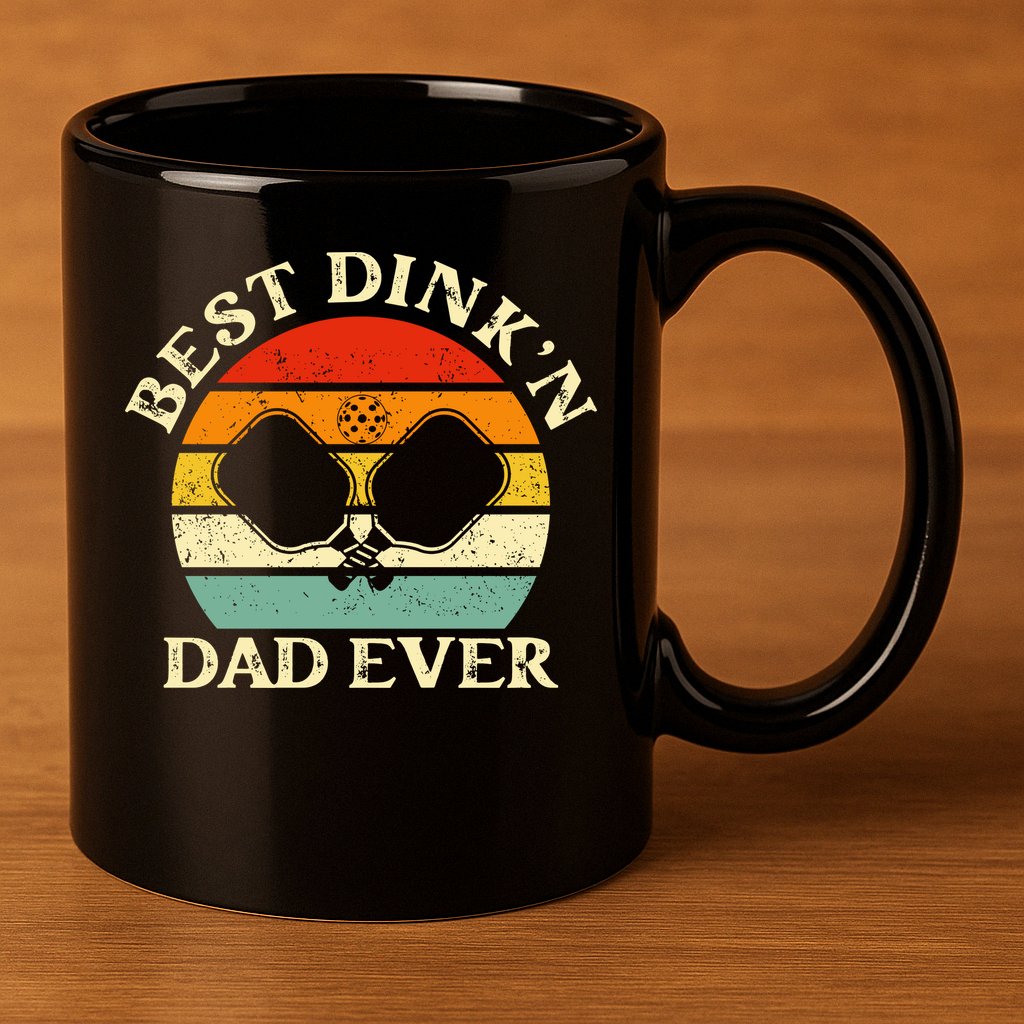Best Dink'n Dad Ever Funny Pickleball Father's Day Gift 11oz C Handle Ceramic Mug
