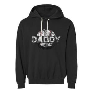 Baseball Daddy Dad Baseball Ball Garment-Dyed Fleece Hoodie