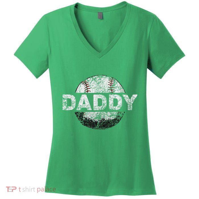 Baseball Daddy Dad Baseball Ball Women's V-Neck T-Shirt