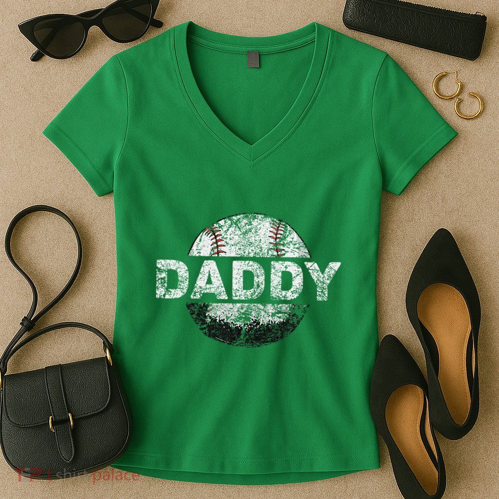 Baseball Daddy Dad Baseball Ball Women's V-Neck T-Shirt