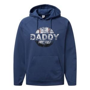 Baseball Daddy Dad Baseball Ball Performance Fleece Hoodie