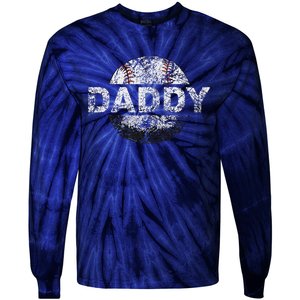 Baseball Daddy Dad Baseball Ball Tie-Dye Long Sleeve Shirt