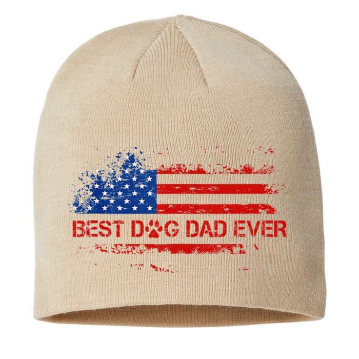 Best Dog Dad Ever Vintage American Flag FatherS Day Gifts Sustainable Beanie