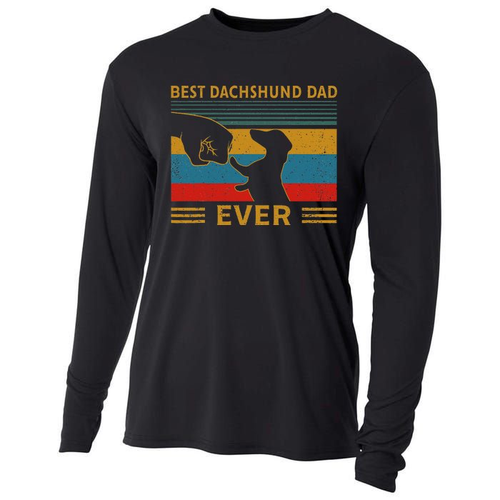 Best Dachshund Dad Ever Funny Weiner Dog Gifts Cooling Performance Long Sleeve Crew