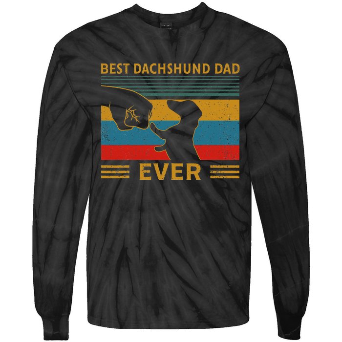 Best Dachshund Dad Ever Funny Weiner Dog Gifts Tie-Dye Long Sleeve Shirt