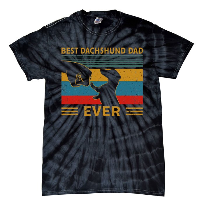 Best Dachshund Dad Ever Funny Weiner Dog Gifts Tie-Dye T-Shirt