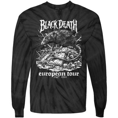 Black Death European Plague Rat Medieval History Goth Tie-Dye Long Sleeve Shirt