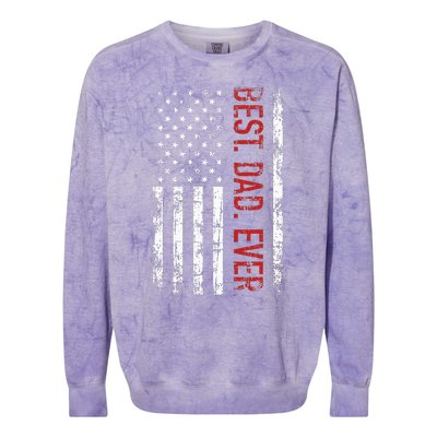 Best Dad Ever Us American Flag Gift For FatherS Day Colorblast Crewneck Sweatshirt