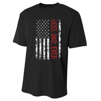 Best Dad Ever Us American Flag Gift For FatherS Day Performance Sprint T-Shirt