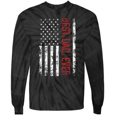 Best Dad Ever Us American Flag Gift For FatherS Day Tie-Dye Long Sleeve Shirt