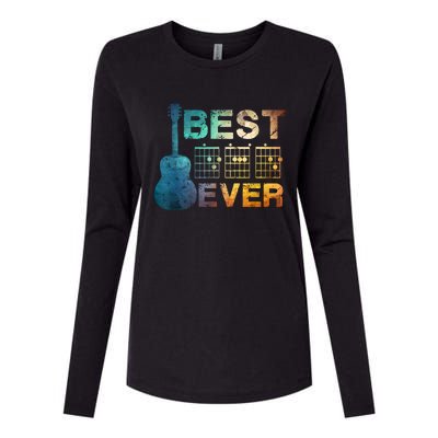 Best Dad Ever Guitar Chords Guitarist Father Fathers Day Womens Cotton Relaxed Long Sleeve T-Shirt