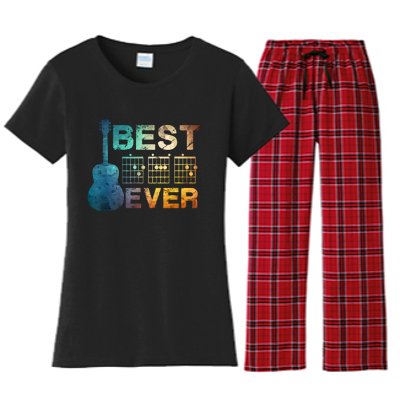 Best Dad Ever Guitar Chords Guitarist Father Fathers Day Women's Flannel Pajama Set