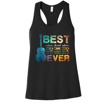 Best Dad Ever Guitar Chords Guitarist Father Fathers Day Women's Racerback Tank