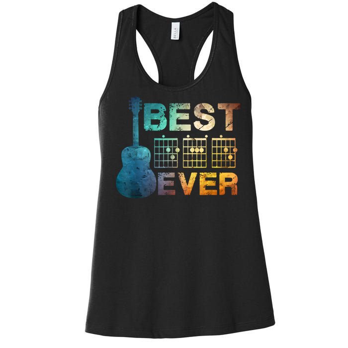 Best Dad Ever Guitar Chords Guitarist Father Fathers Day Women's Racerback Tank