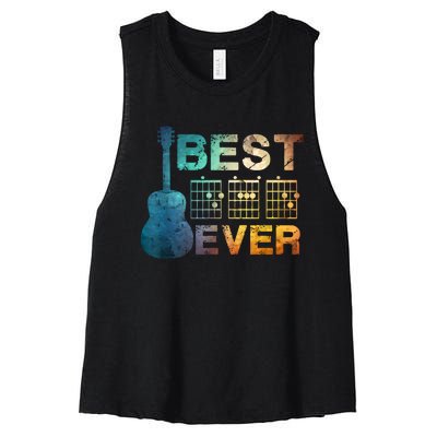 Best Dad Ever Guitar Chords Guitarist Father Fathers Day Women's Racerback Cropped Tank