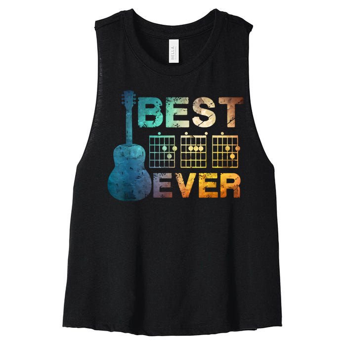 Best Dad Ever Guitar Chords Guitarist Father Fathers Day Women's Racerback Cropped Tank