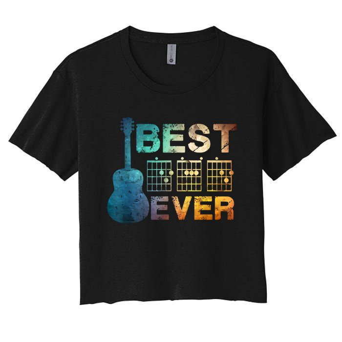 Best Dad Ever Guitar Chords Guitarist Father Fathers Day Women's Crop Top Tee