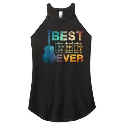 Best Dad Ever Guitar Chords Guitarist Father Fathers Day Women's Perfect Tri Rocker Tank