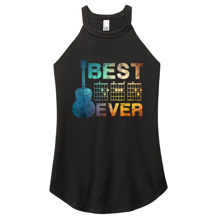 Best Dad Ever Guitar Chords Guitarist Father Fathers Day Women's Perfect Tri Rocker Tank