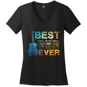 Best Dad Ever Guitar Chords Guitarist Father Fathers Day Women's V-Neck T-Shirt