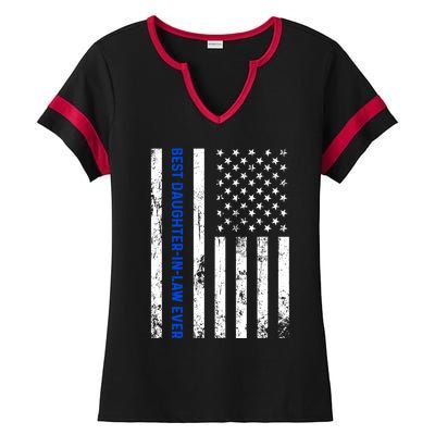 Best Daughterinlaw Ever Retro American Flag Son Funny Gift Ladies Halftime Notch Neck Tee