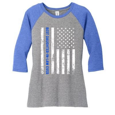 Best Daughterinlaw Ever Retro American Flag Son Funny Gift Women's Tri-Blend 3/4-Sleeve Raglan Shirt