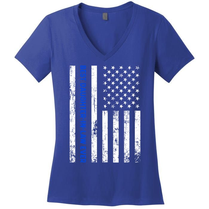 Best Daughterinlaw Ever Retro American Flag Son Funny Gift Women's V-Neck T-Shirt