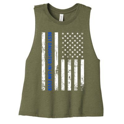 Best Daughterinlaw Ever Retro American Flag Son Funny Gift Women's Racerback Cropped Tank