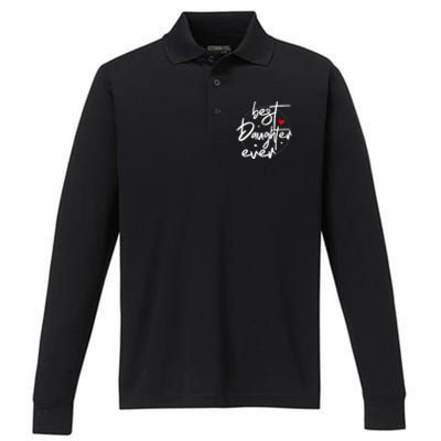 Best Daughter Ever Daughter Mother's Day Family Funny Performance Long Sleeve Polo