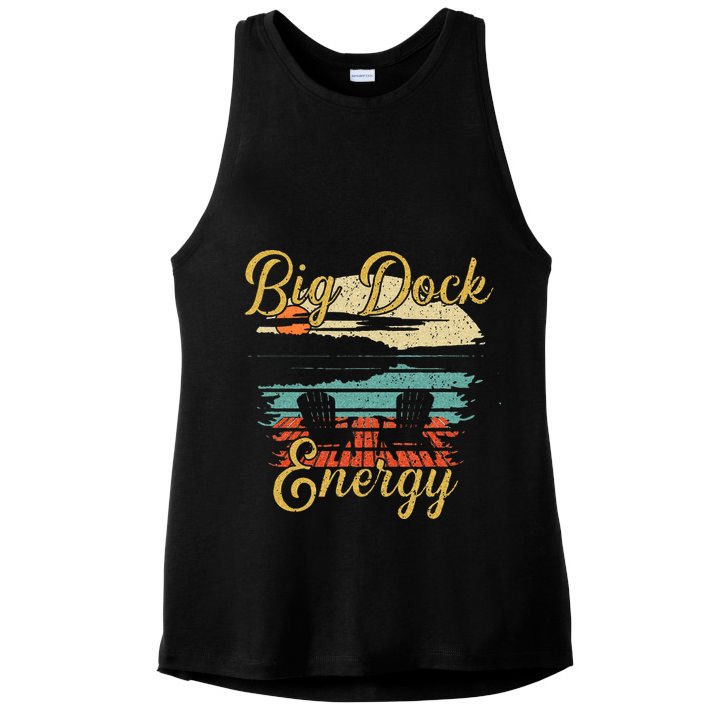 Big Dock Energy Summer Cottage Vacation Lake Life Ladies PosiCharge Tri-Blend Wicking Tank