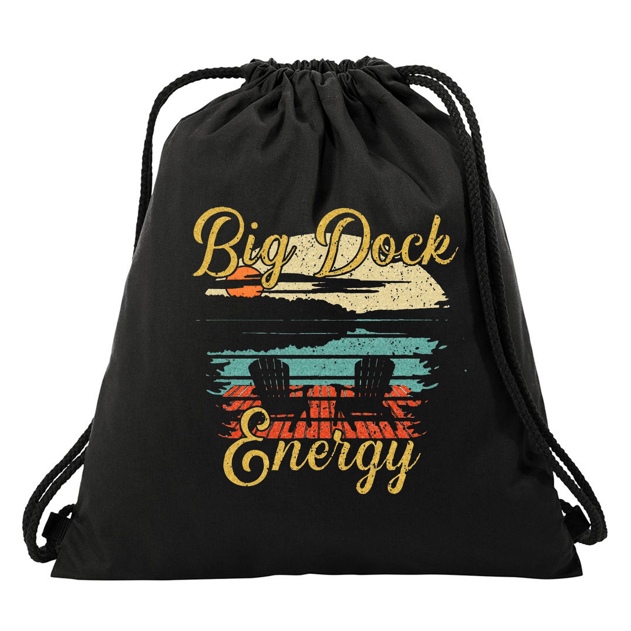 Big Dock Energy Summer Cottage Vacation Lake Life Drawstring Bag