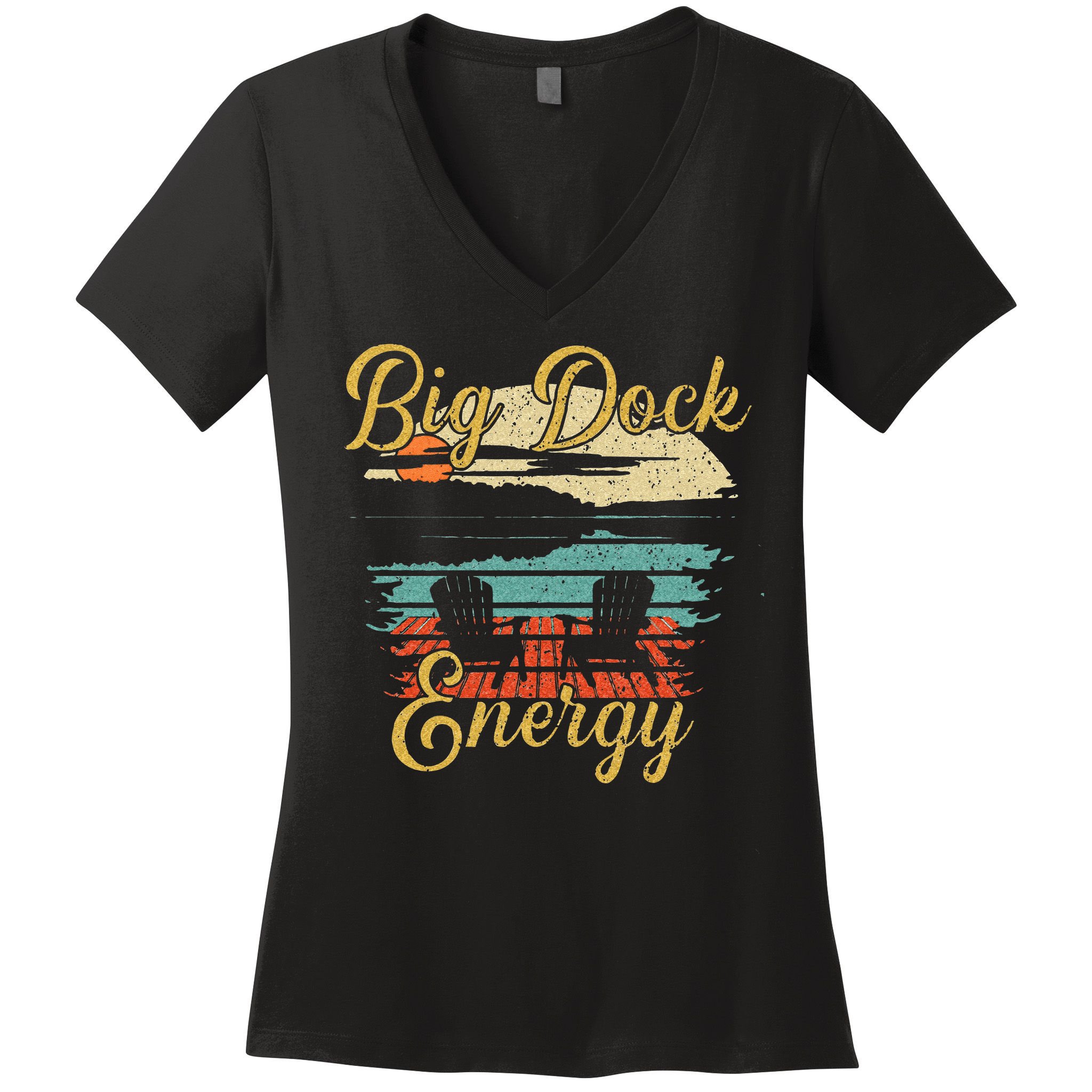 Big Dock Energy Summer Cottage Vacation Lake Life Women's V-Neck T-Shirt