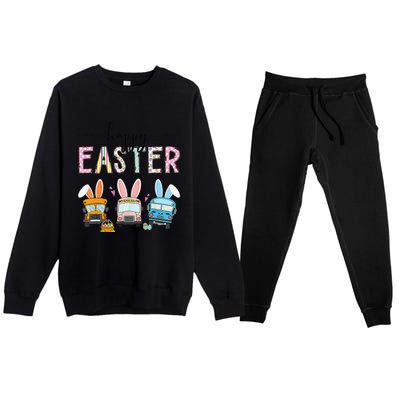 Bus Driver Easter Egg Hunt Bunny Ears Easter Squad Premium Crewneck Sweatsuit Set