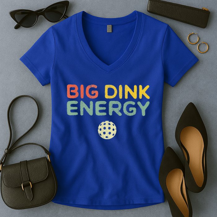 Big Dink Energy Pickleball Funny Pickle Ball Lover Women's V-Neck T-Shirt
