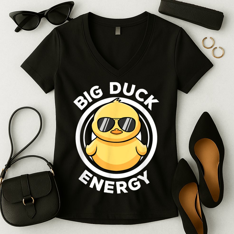 Big Duck Energy Duckie I Love Ducks Lovers Funny Rubber Duck Women's V-Neck T-Shirt