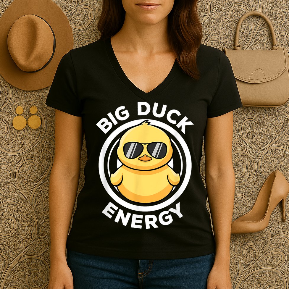Big Duck Energy Duckie I Love Ducks Lovers Funny Rubber Duck Women's V-Neck T-Shirt