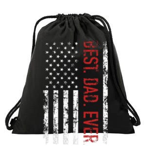 Best Dad Ever Us American Flag Gift For FatherS Day Drawstring Bag