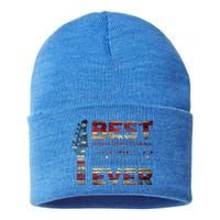 Best Dad Ever Guitar Chords Guitarist Father DAD US Flag Sustainable Knit Beanie