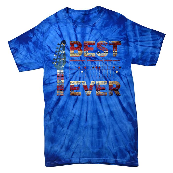 Best Dad Ever Guitar Chords Guitarist Father DAD US Flag Tie-Dye T-Shirt