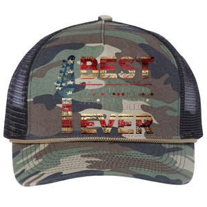 Best Dad Ever Guitar Chords Guitarist Father DAD US Flag Retro Rope Trucker Hat Cap