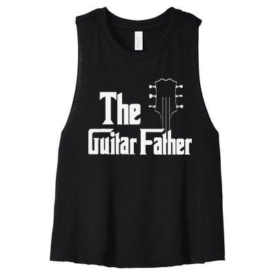 Best Dad Ever Daddy Guitar Vintage Lover Guitar Women's Racerback Cropped Tank