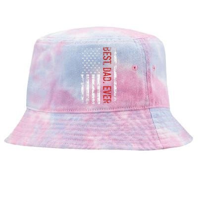 Best Dad Ever US American Flag Gift For Fathers Day Short Sleeve Tie-Dyed Bucket Hat