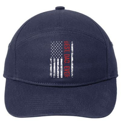 Best Dad Ever US American Flag Gift For Fathers Day Short Sleeve 7-Panel Snapback Hat