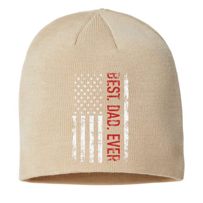 Best Dad Ever US American Flag Gift For Fathers Day Short Sleeve Sustainable Beanie