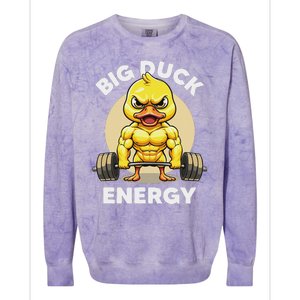 Big Duck Energy Duck Lovers Funny Gym Weightlifting Duck Colorblast Crewneck Sweatshirt