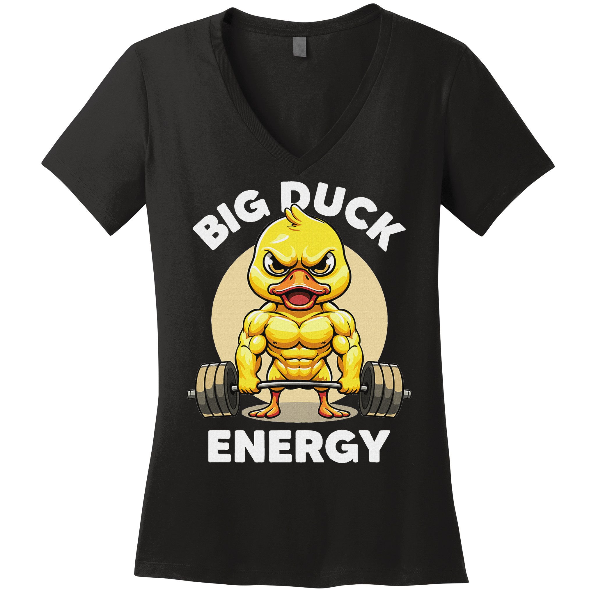 Big Duck Energy Duck Lovers Funny Gym Weightlifting Duck Women's V-Neck T-Shirt