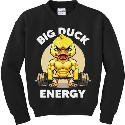 Big Duck Energy Duck Lovers Funny Gym Weightlifting Duck Kids Sweatshirt